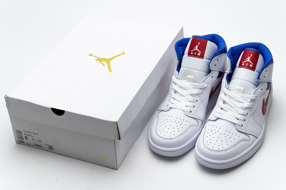Air Jordan 1 Mid SE White Blue Red BQ6472-164