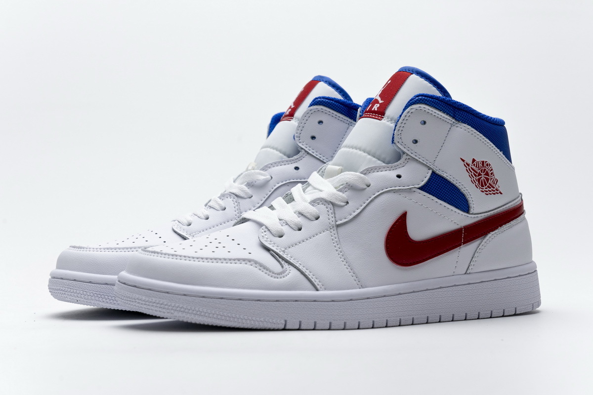 Air Jordan 1 Mid SE White Blue Red BQ6472-164
