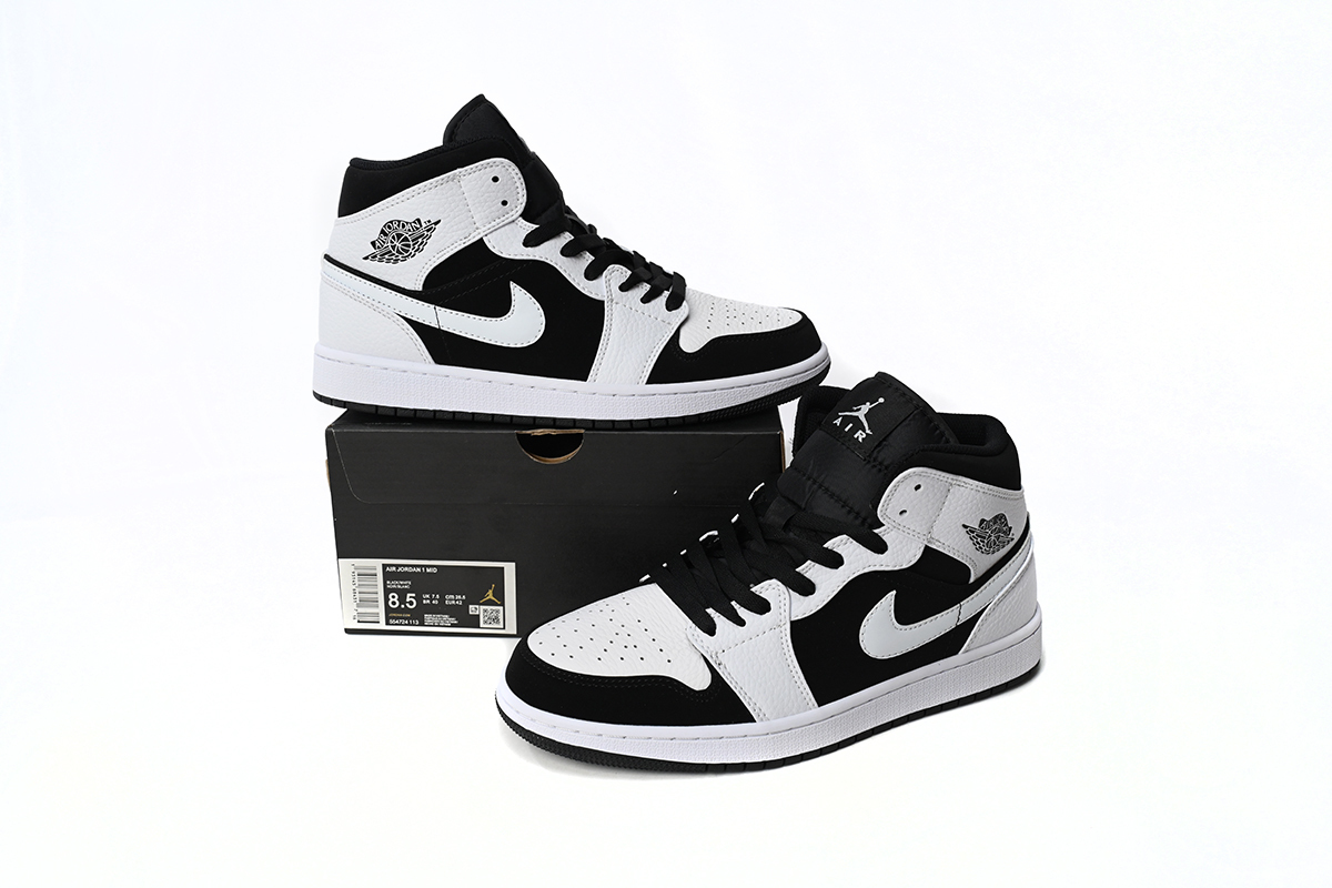 Jordan 1 Mid White Black 554724-113