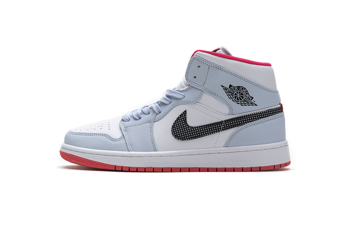 Jordan 1 Mid Half Blue Polka Dot Swoosh 555112-400