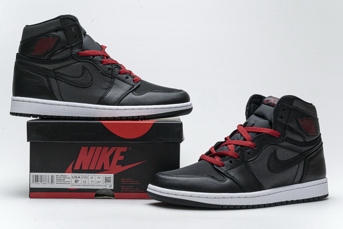 Jordan 1 Retro High Black Satin Gym Red 555088-060