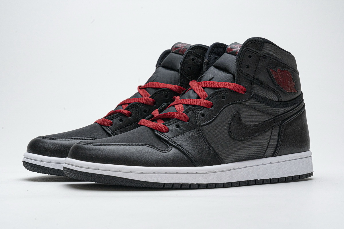 Jordan 1 Retro High Black Satin Gym Red 555088-060