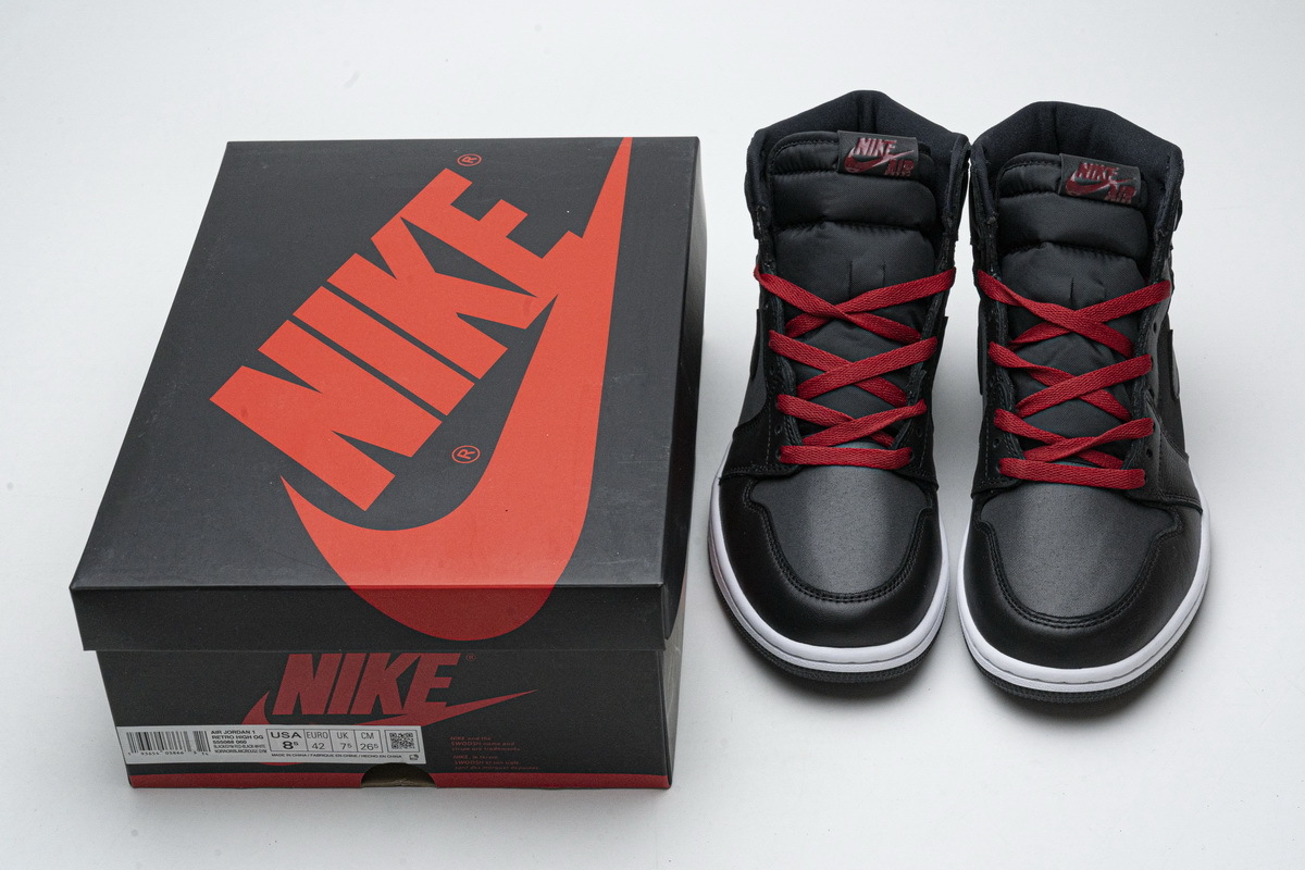 Jordan 1 Retro High Black Satin Gym Red 555088-060