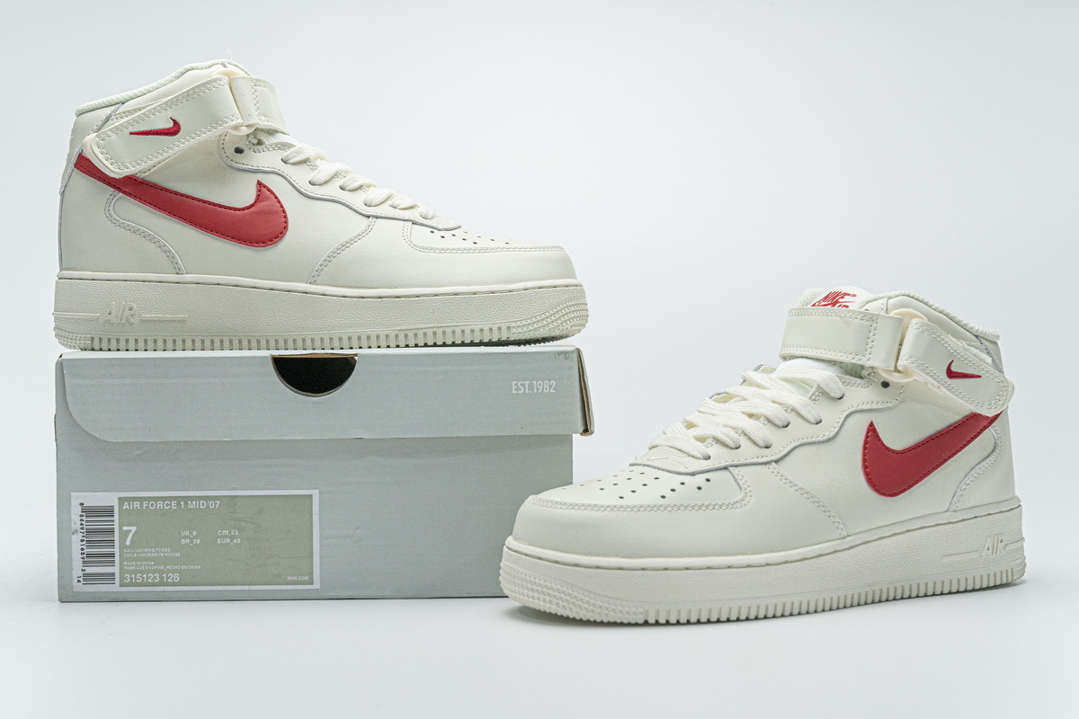 Nike Air Force 1 Mid ‘07 Sail University Red 315123-126