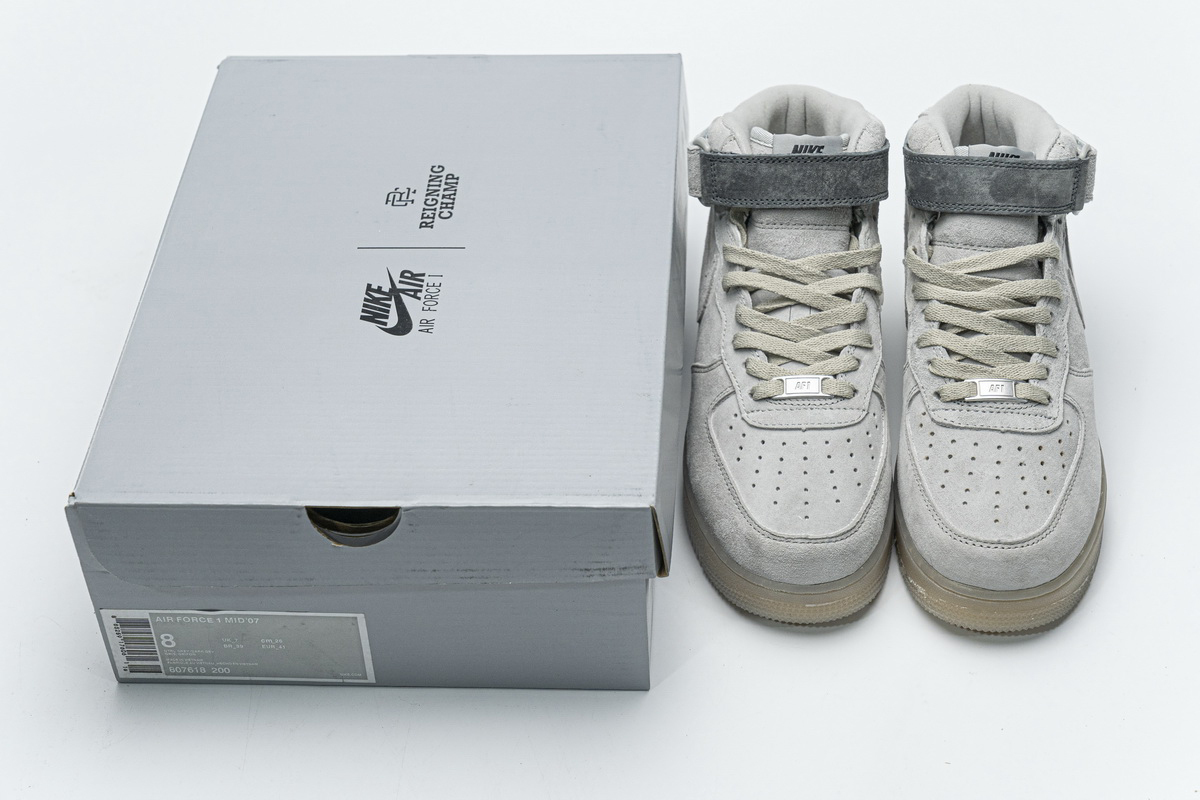 Reigning Champ x Nike Air Force 1 Mid Suede Light Grey 807618-200