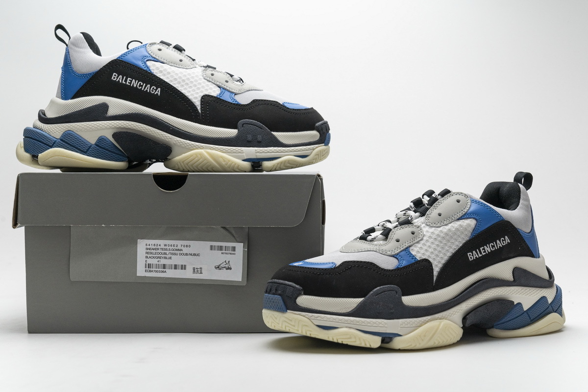Balenciaga Triple S Black Grey Blue  541624 W06E2 7080