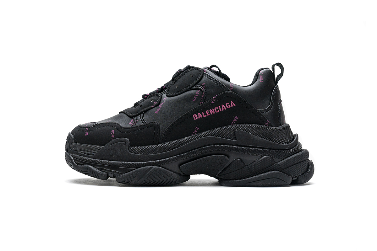 Balenciaga Triple S Letter Black Pink  524039 W2FA1 7635