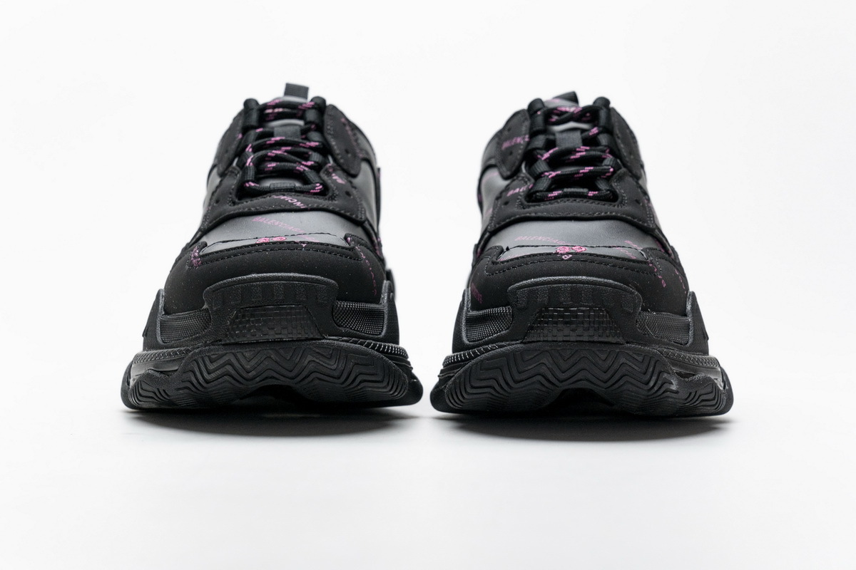 Balenciaga Triple S Letter Black Pink  524039 W2FA1 7635