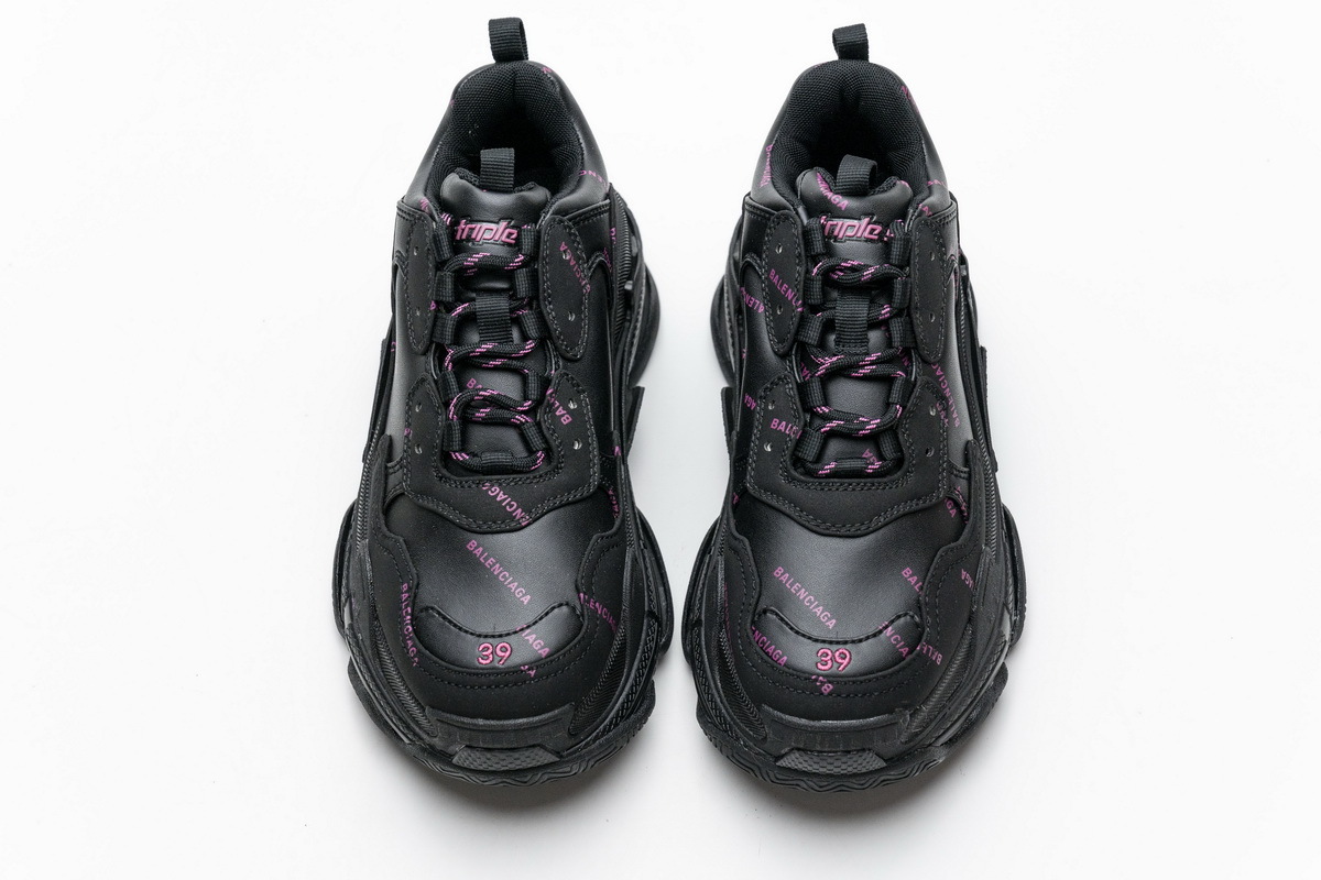 Balenciaga Triple S Letter Black Pink  524039 W2FA1 7635