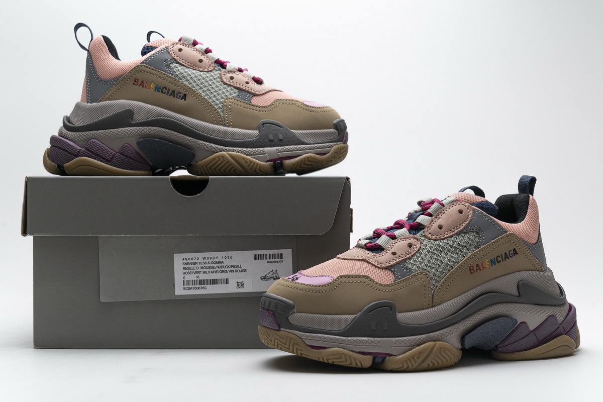 Balenciaga Triple S Grey Pink  490672 W09O5 1036