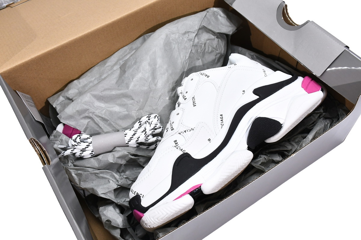 Balenciaga Triple S Letter White Rose Red 524039 W2FA4 9155