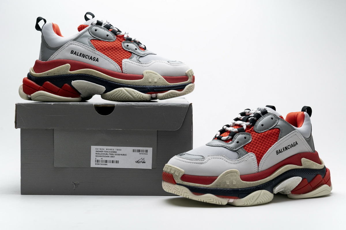 Balenciaga Triple S Red White Dark Grey 541624 W06E2 1863