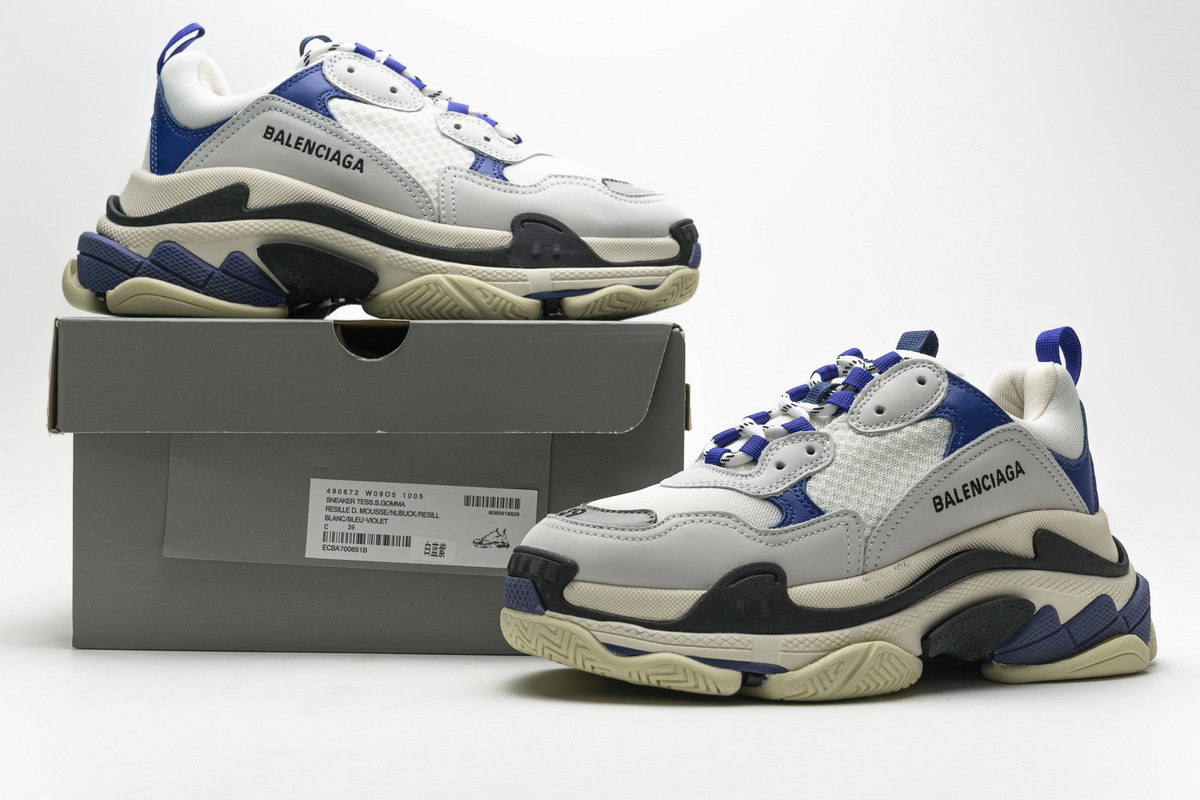 Balenciaga Triple S Black Blue Violet  490672 W09O5 1005