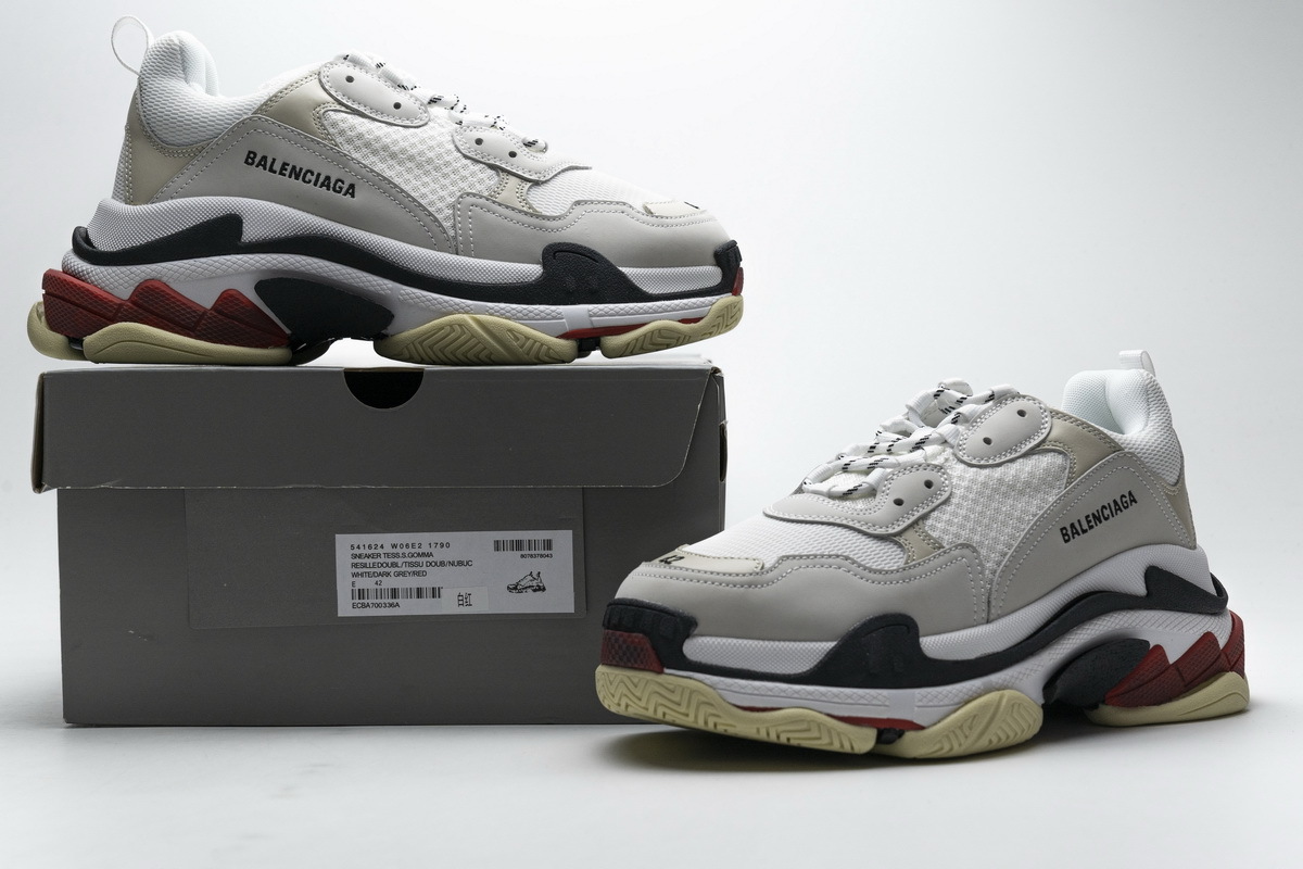 Balenciaga Triple S White Dark Grey Red  541624 W06E2 1790