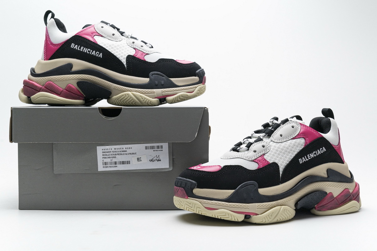 Balenciaga Triple S Black Pink 483513 W06E8 8080