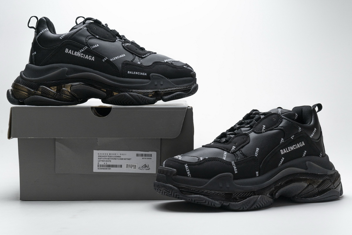 Balenciaga Triple S Letter Black 524039 W09E1 2021