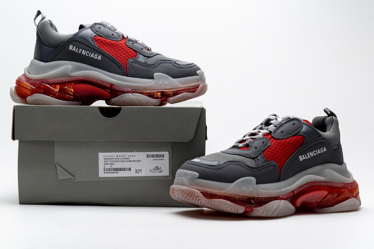 Balenciaga Triple S Grey Red  544351 W09O1 2262