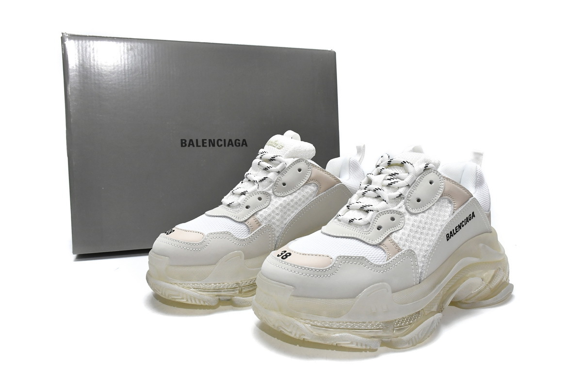 Balenciaga Triple S White Clear Sole 544351 W09E1 9000