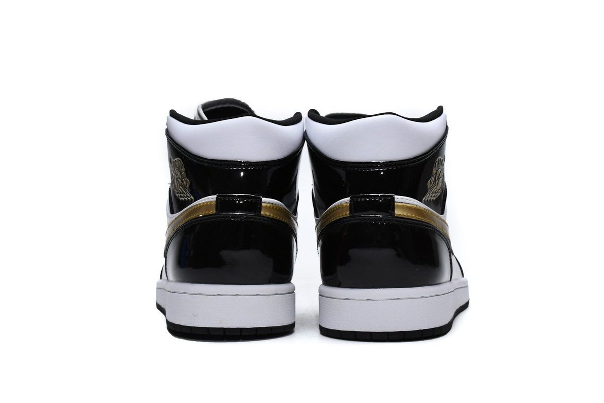 Air Jordan 1 Mid SE Black Gold Patent Leather 852542-007