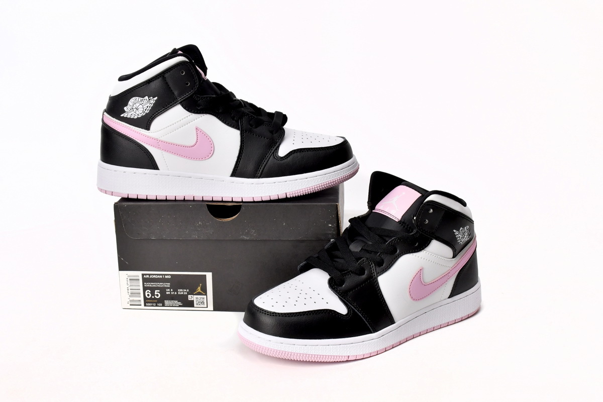 Jordan 1 Mid White Black Light Arctic Pink 555112-103