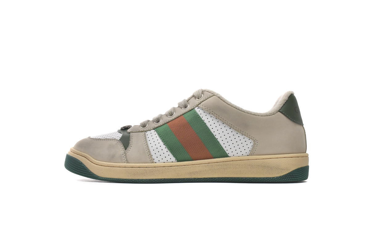 Gucci Women's Screener Distressed Green Orange Off-White 570442 0YI20 9582