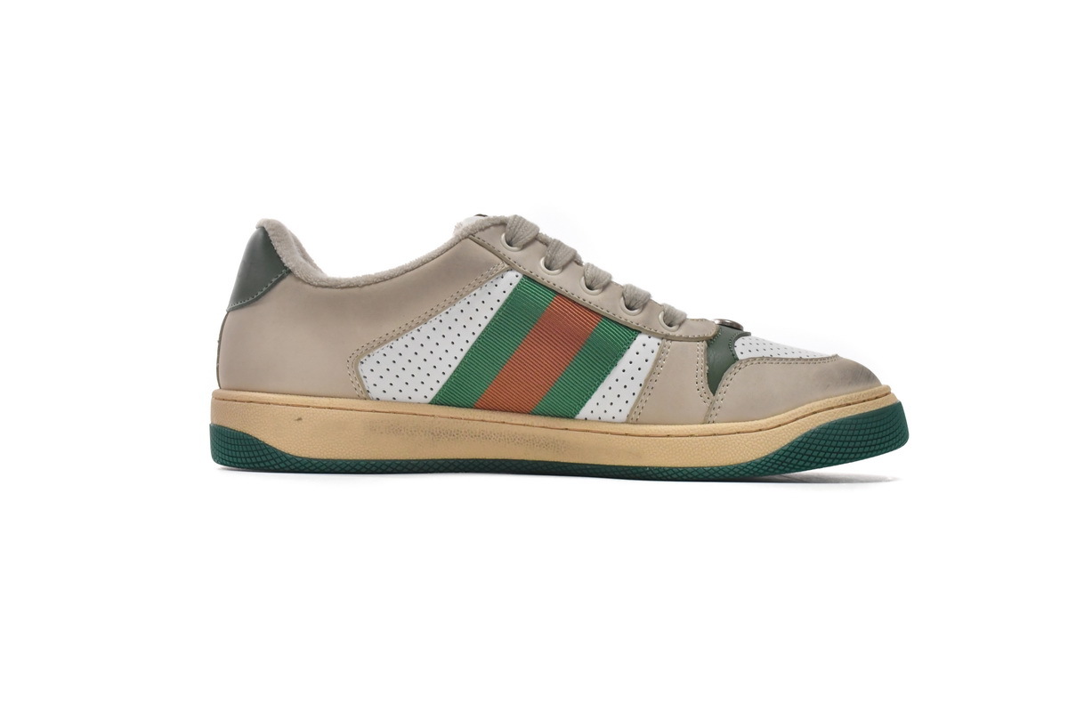 Gucci Women's Screener Distressed Green Orange Off-White 570442 0YI20 9582