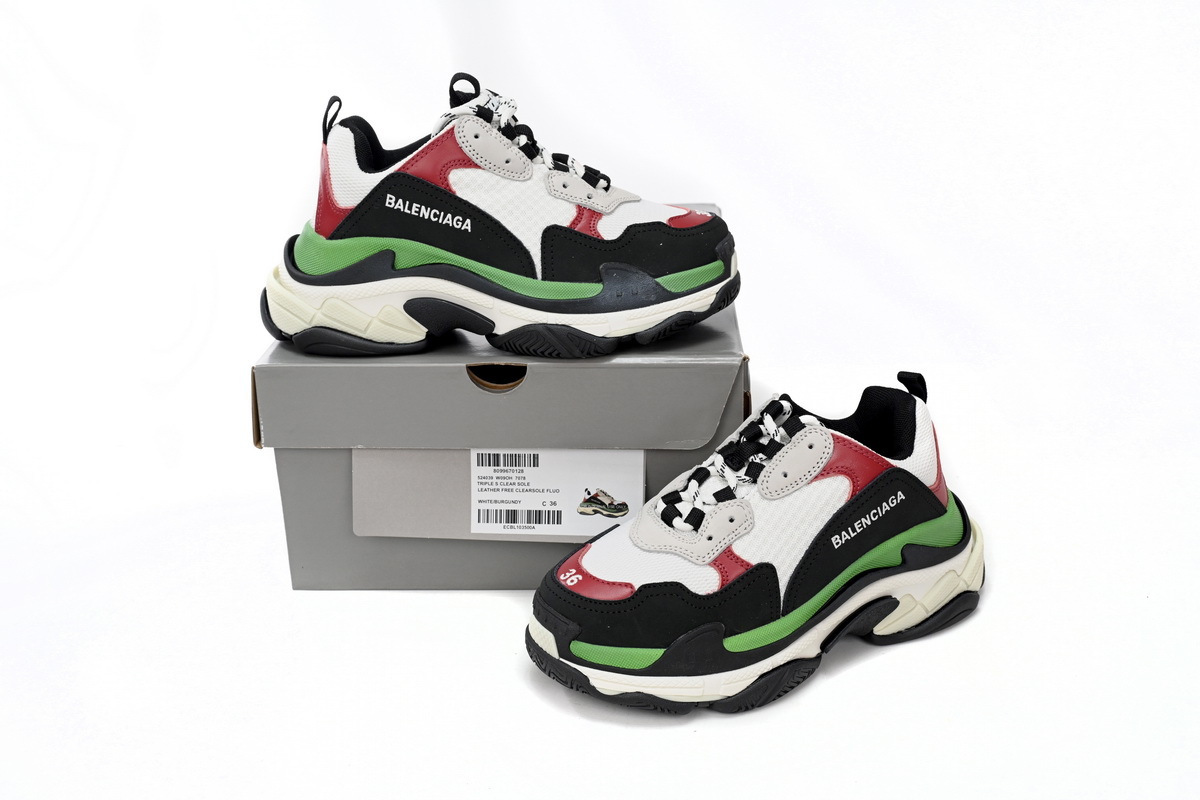Balenciaga Triple White red and Green 524039 W090H 7078