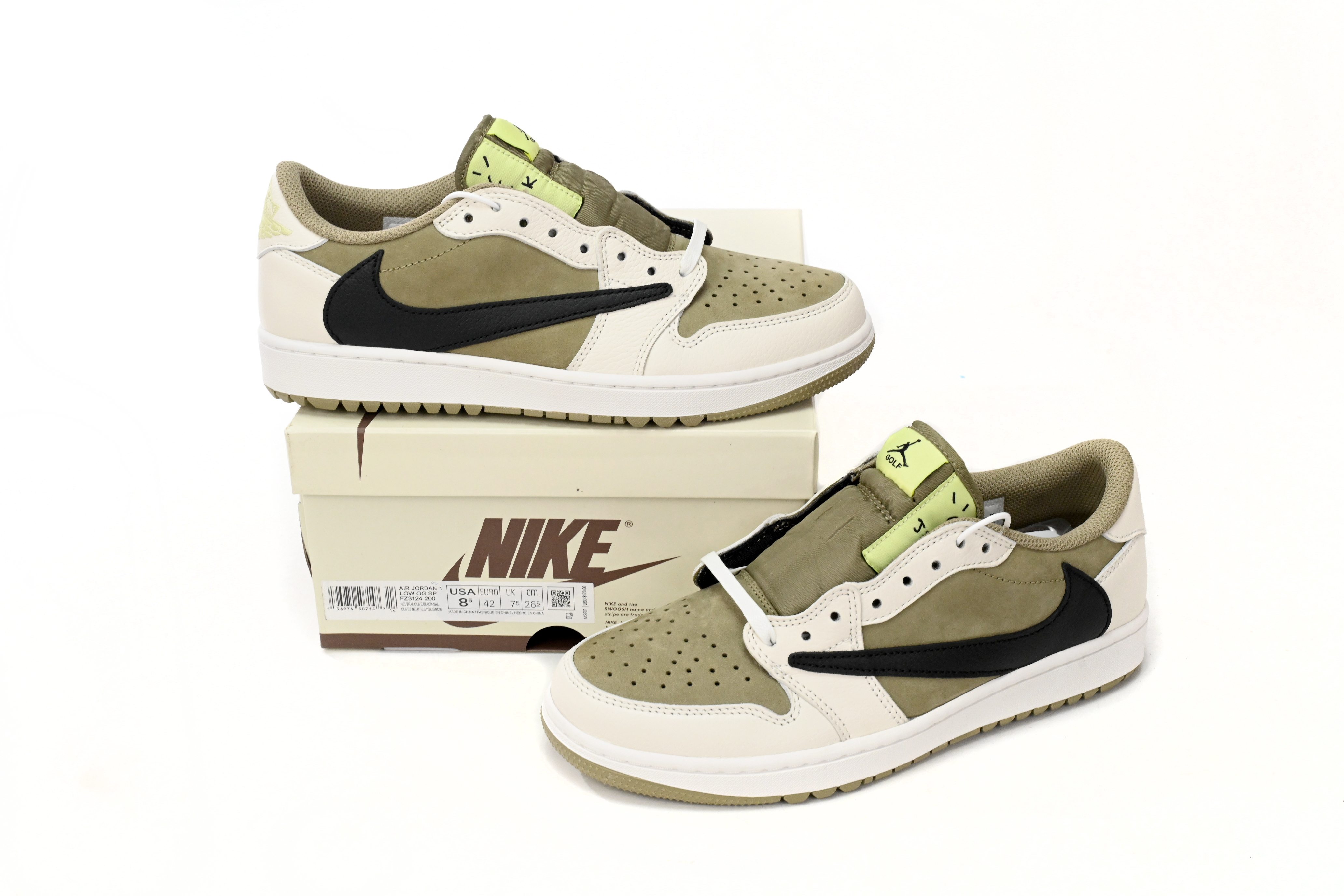 Jordan 1 Retro Low Golf Travis Scott Neutral Olive FZ3124-200