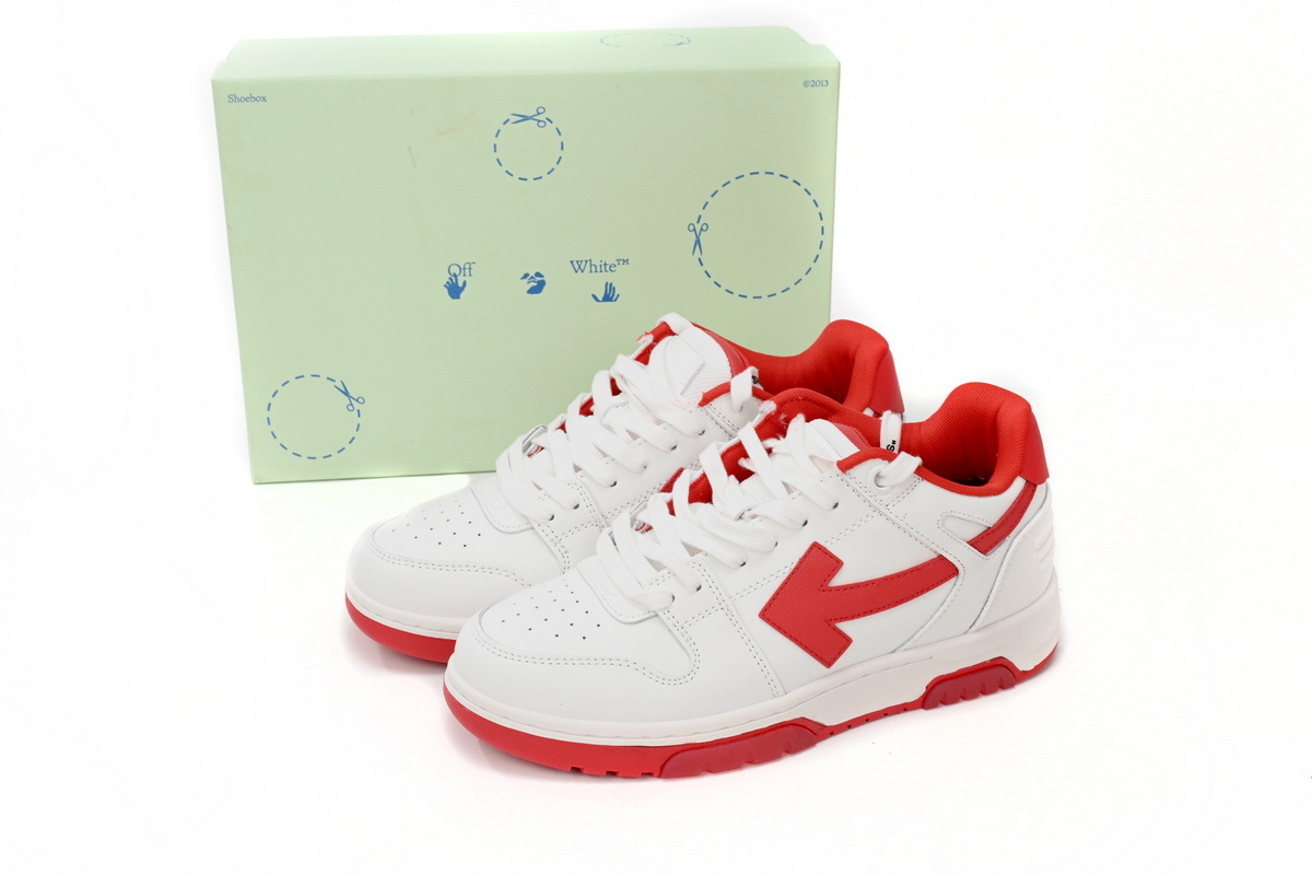 OFF-WHITE Out Of Office OOO Low Tops White Red OMIA189 C99LEA00 10125