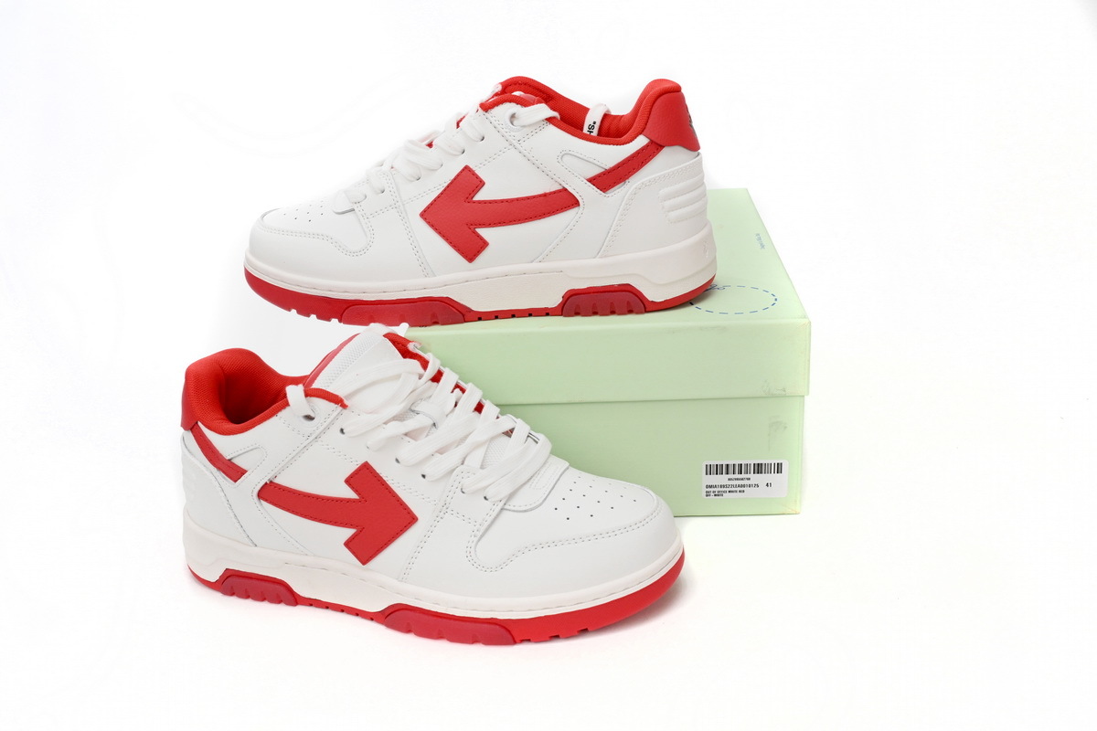 OFF-WHITE Out Of Office OOO Low Tops White Red OMIA189 C99LEA00 10125
