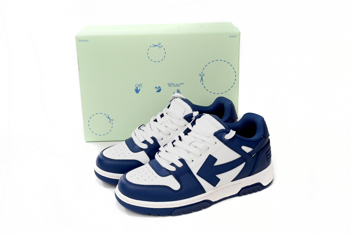 OFF-WHITE Out Of Office OOO Low Tops White Royal Blue OMIA189 C99LEA00 10142