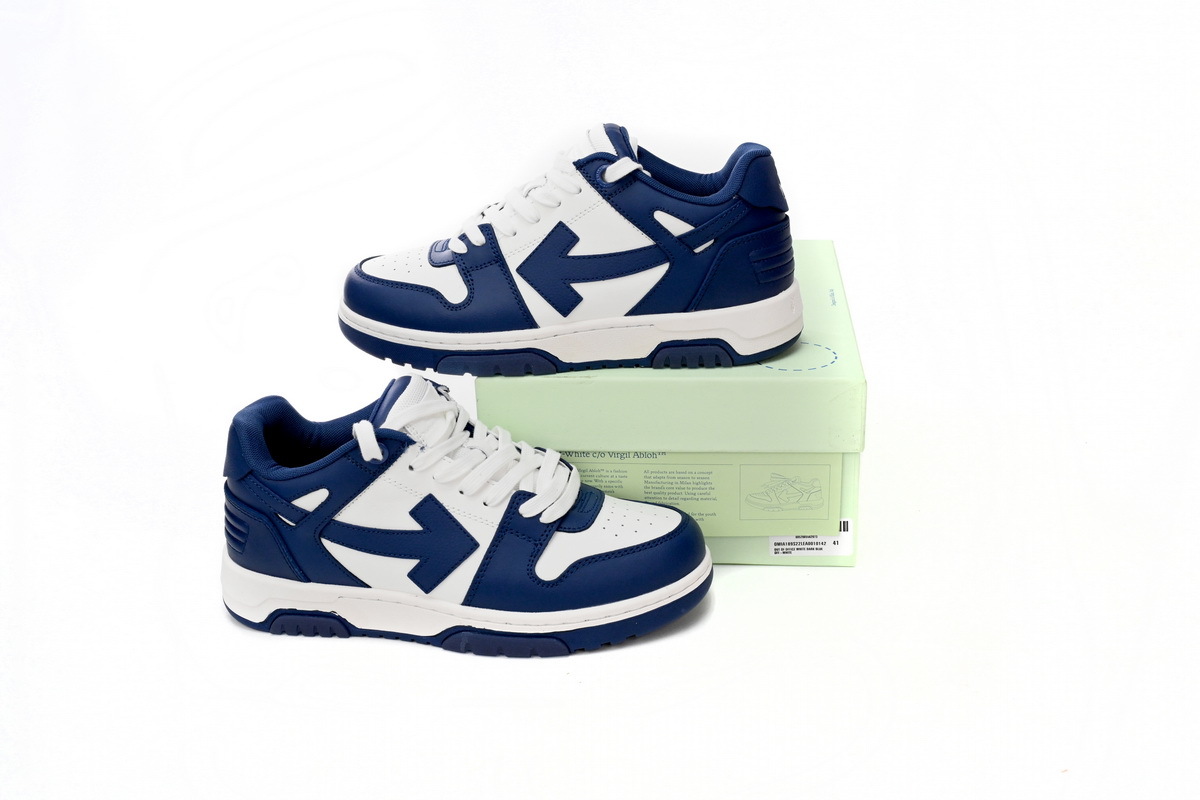 OFF-WHITE Out Of Office OOO Low Tops White Royal Blue OMIA189 C99LEA00 10142
