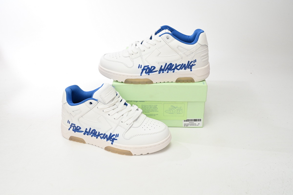 OFF-WHITE Out Of Office OOO Low Tops For Walking White Dark Blue SS22 OMIA18 9S21LEA00 41001