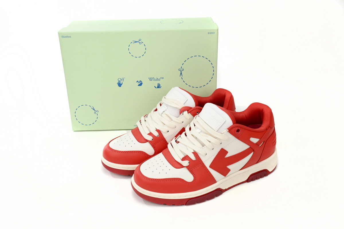 OFF-WHITE Out Of Office OOO Low Tops Red and White OMIA189F 22LE00 10128