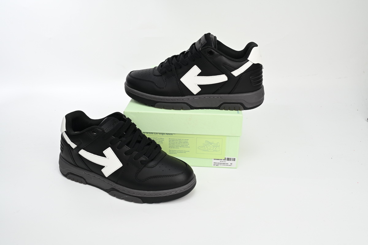 OFF-WHITE Out Of Office OOO Low Tops Black and White OMIA18 9C99LEA00 41001