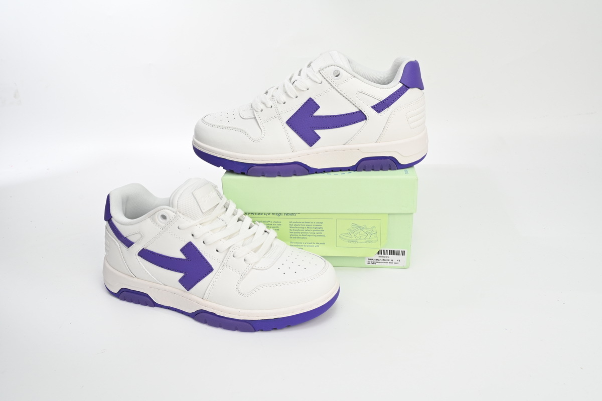 OFF-WHITE Out Of Office OOO Low Tops White and Purple OWIA259F 22LEA00 10135