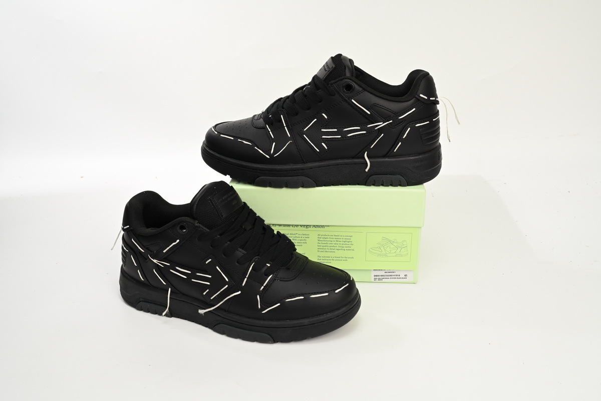 OFF-WHITE Out Of Office OOO Low Tops Black White Line OMIA189S 23LEA014 1010