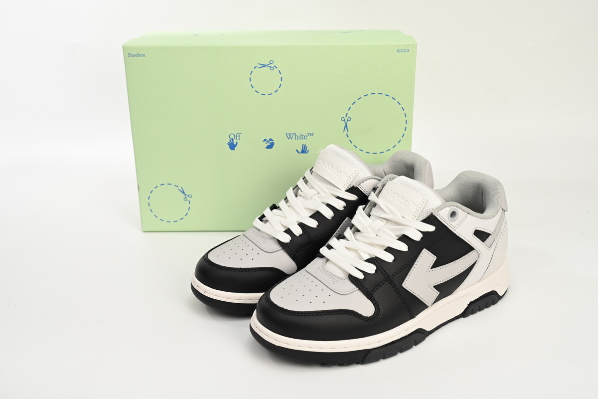 OFF-WHITE Out Of Office OOO Low Tops Light Grey Black OMIA189F 22LEA001 0709
