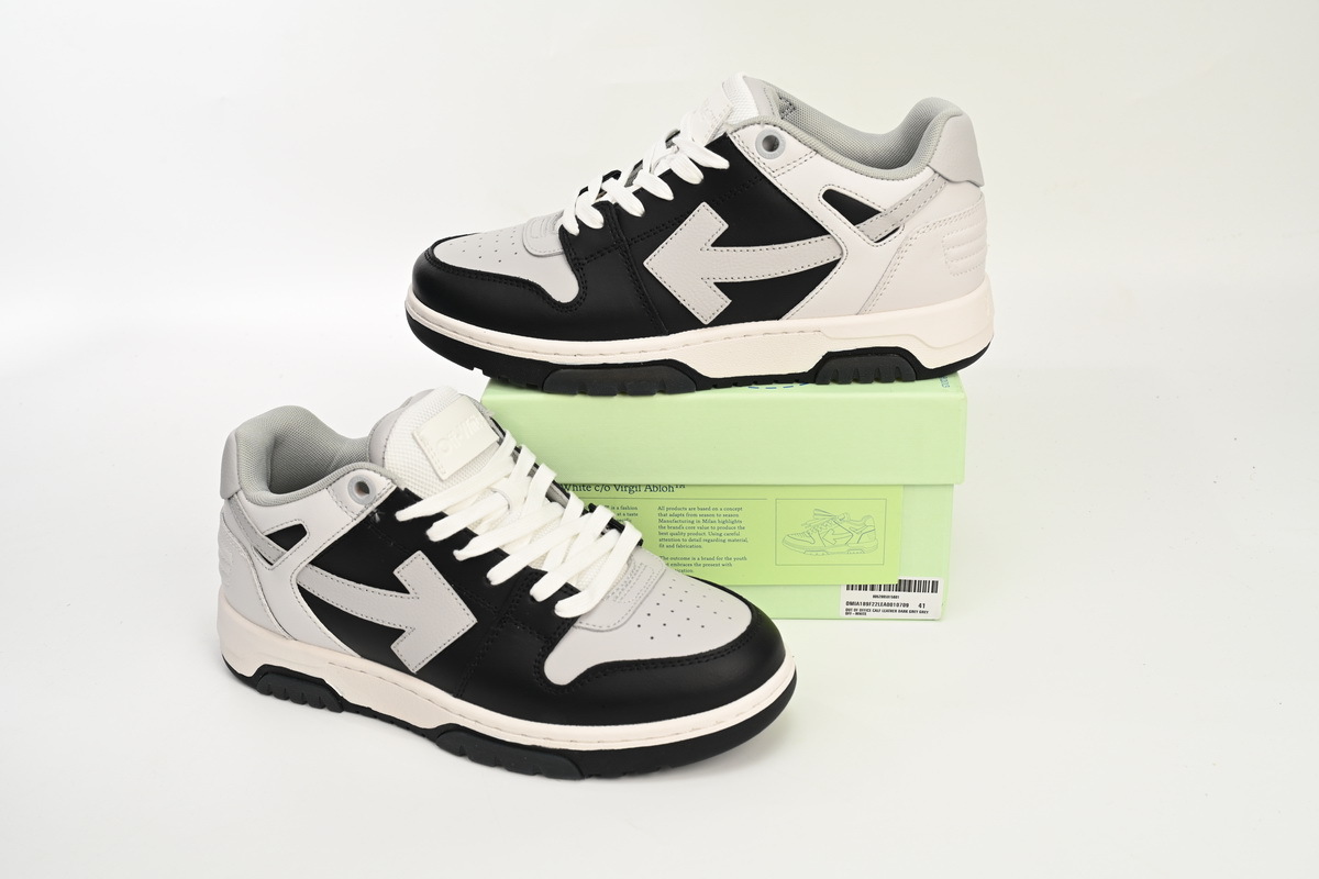 OFF-WHITE Out Of Office OOO Low Tops Light Grey Black OMIA189F 22LEA001 0709