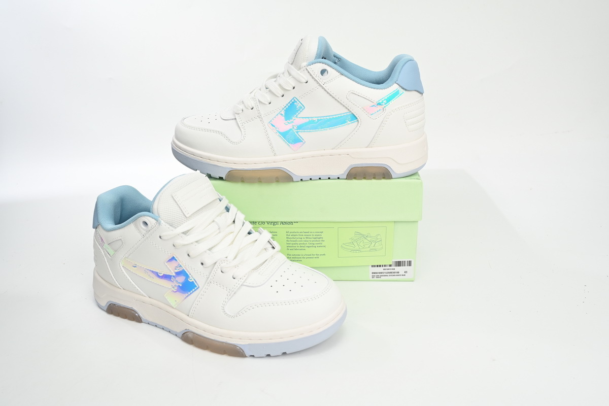 OFF-WHITE Out Of Office OOO Low Tops White Iridescent OMIA189S 21LEA0030 0180