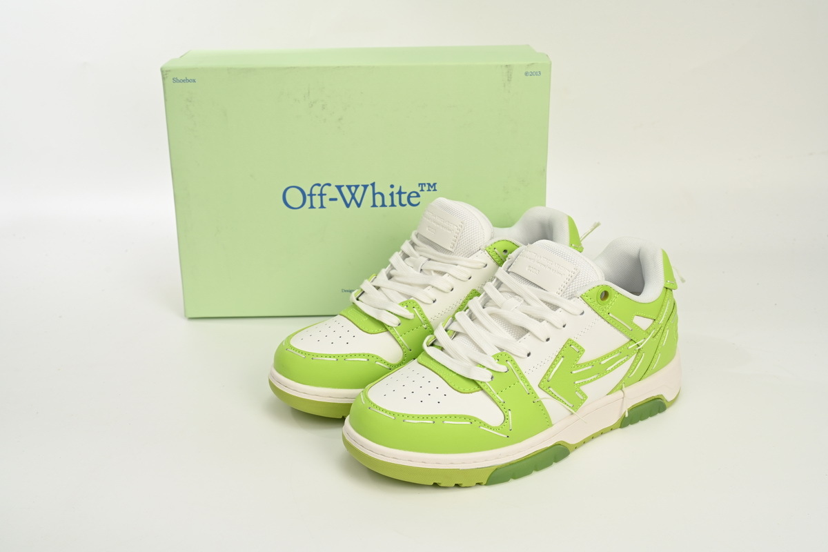 OFF-WHITE Out Of Office OOO Low Tops Sartorial Stitching White Green OMIA189S 23LEA111 1111