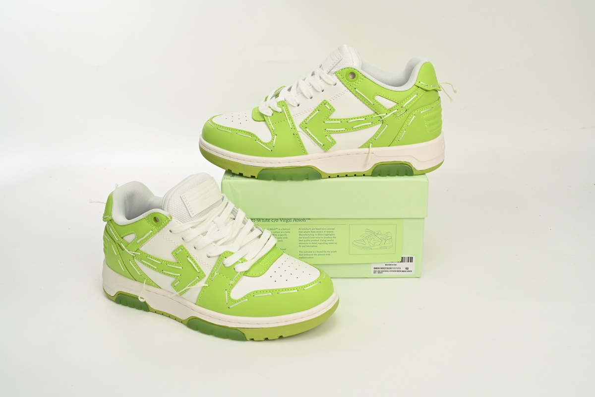 OFF-WHITE Out Of Office OOO Low Tops Sartorial Stitching White Green OMIA189S 23LEA111 1111