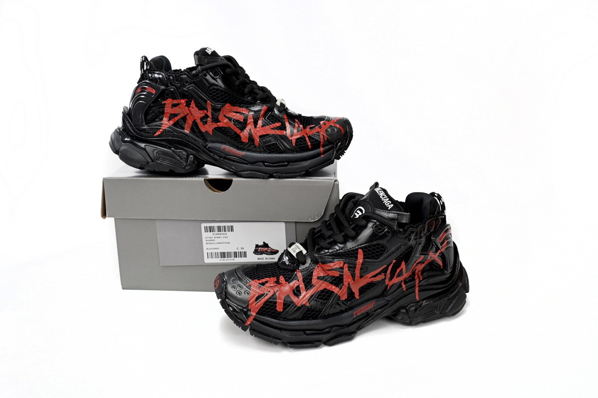 Balenciaga Runner Graffiti Black Red 677402 W3RB1 0102