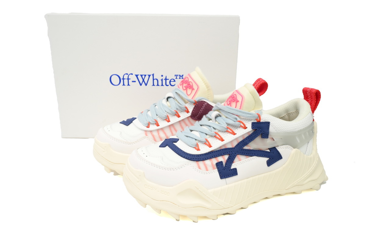OFF-WHITE Out Of Office OOO Low Tops White Deep Blue OMIA139C 99FAB00 10445