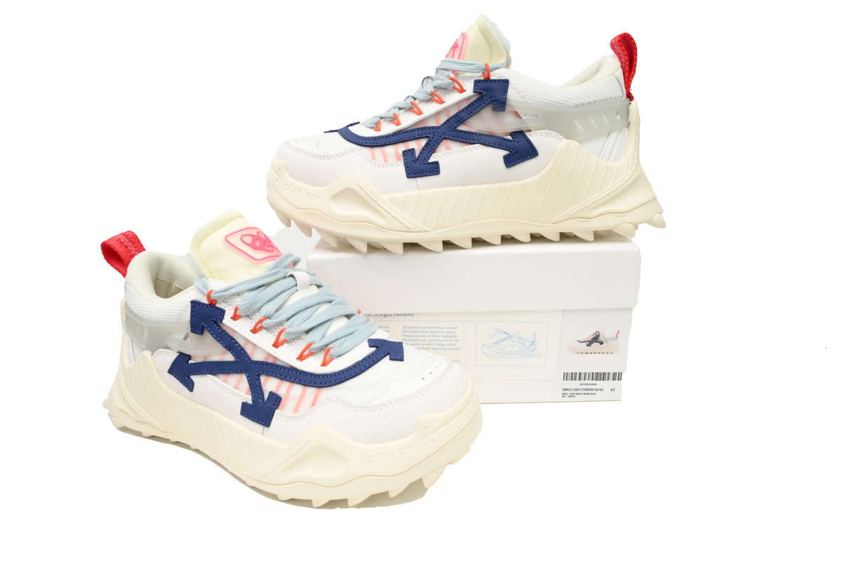 OFF-WHITE Out Of Office OOO Low Tops White Deep Blue OMIA139C 99FAB00 10445