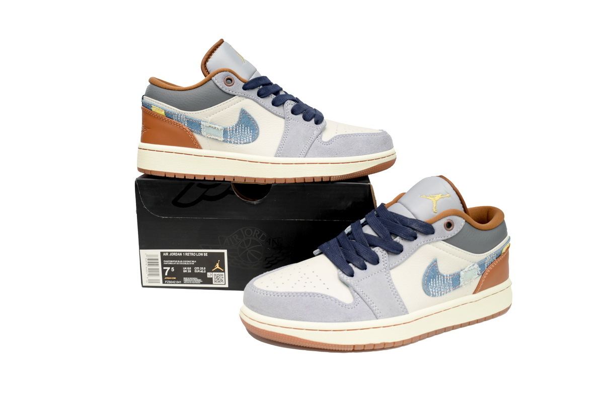 Jordan 1 Low SE Phantom Repaired Denim Swoosh FZ5042-041