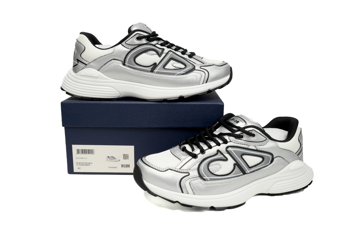 B30 White Mesh Silver-Tone Metallic Calfskin 3SN279ZYG-H869