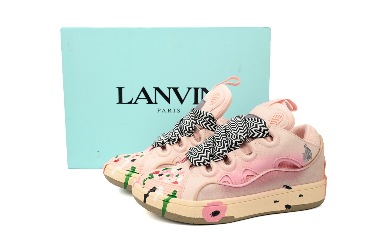 Lanvin Leather Curb White Pink