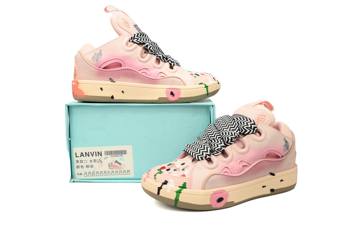 Lanvin Leather Curb White Pink