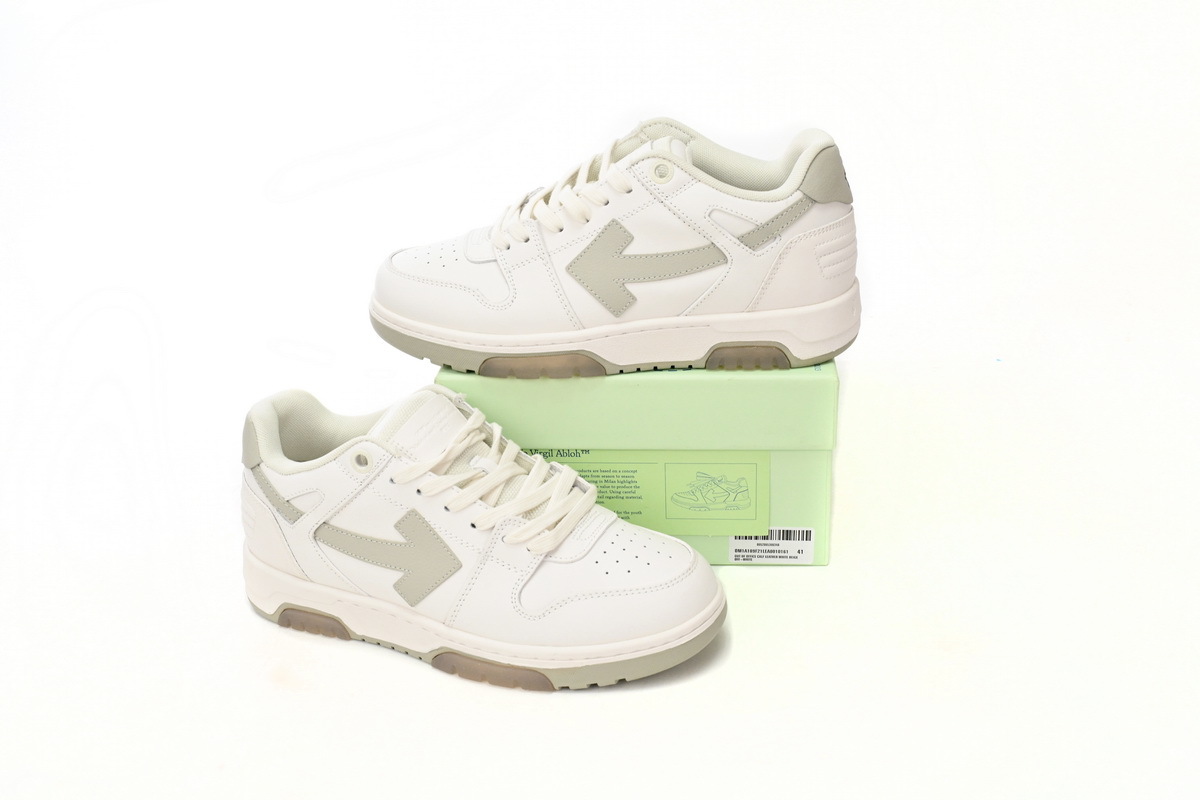 OFF-WHITE Out Of Office OOO Low Tops  Ivory Grey OMIA18 9F21LEA00 10161